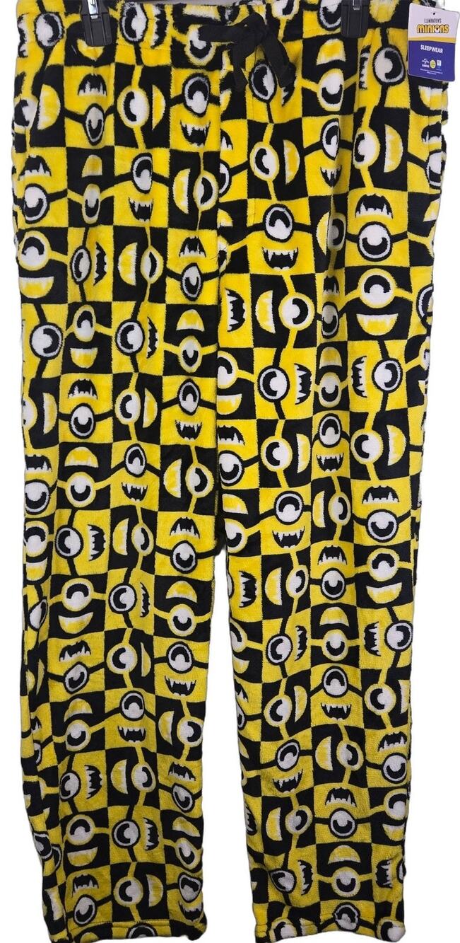 Illumination's Minions Pajama Pants MENS Size L Yellow Fleece 100% Poly NEW